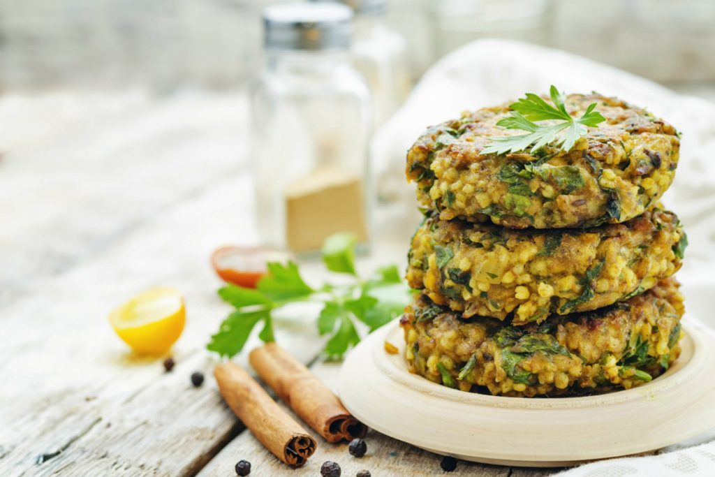 burger di miglio e piselli