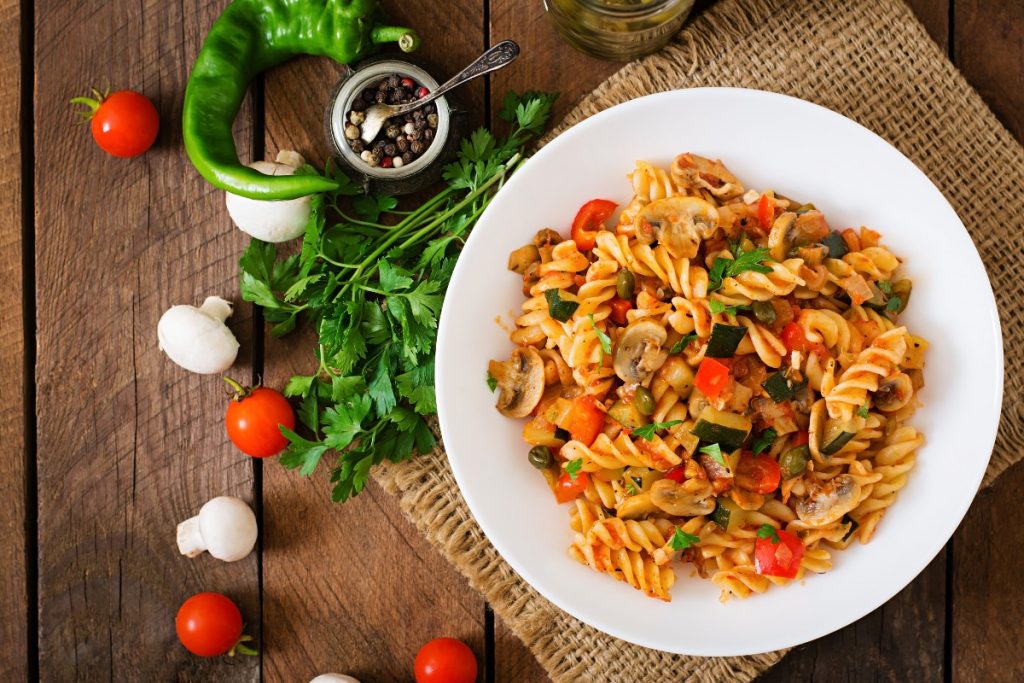 pasta boscaiola con melanzane