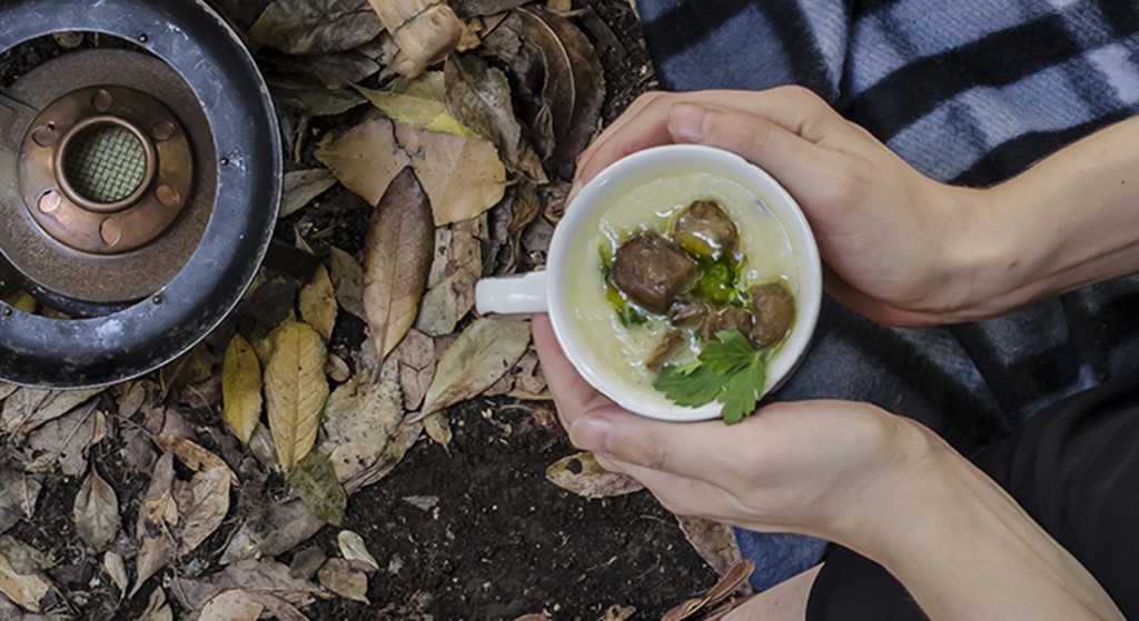 Zuppa di patate, porri e porcini