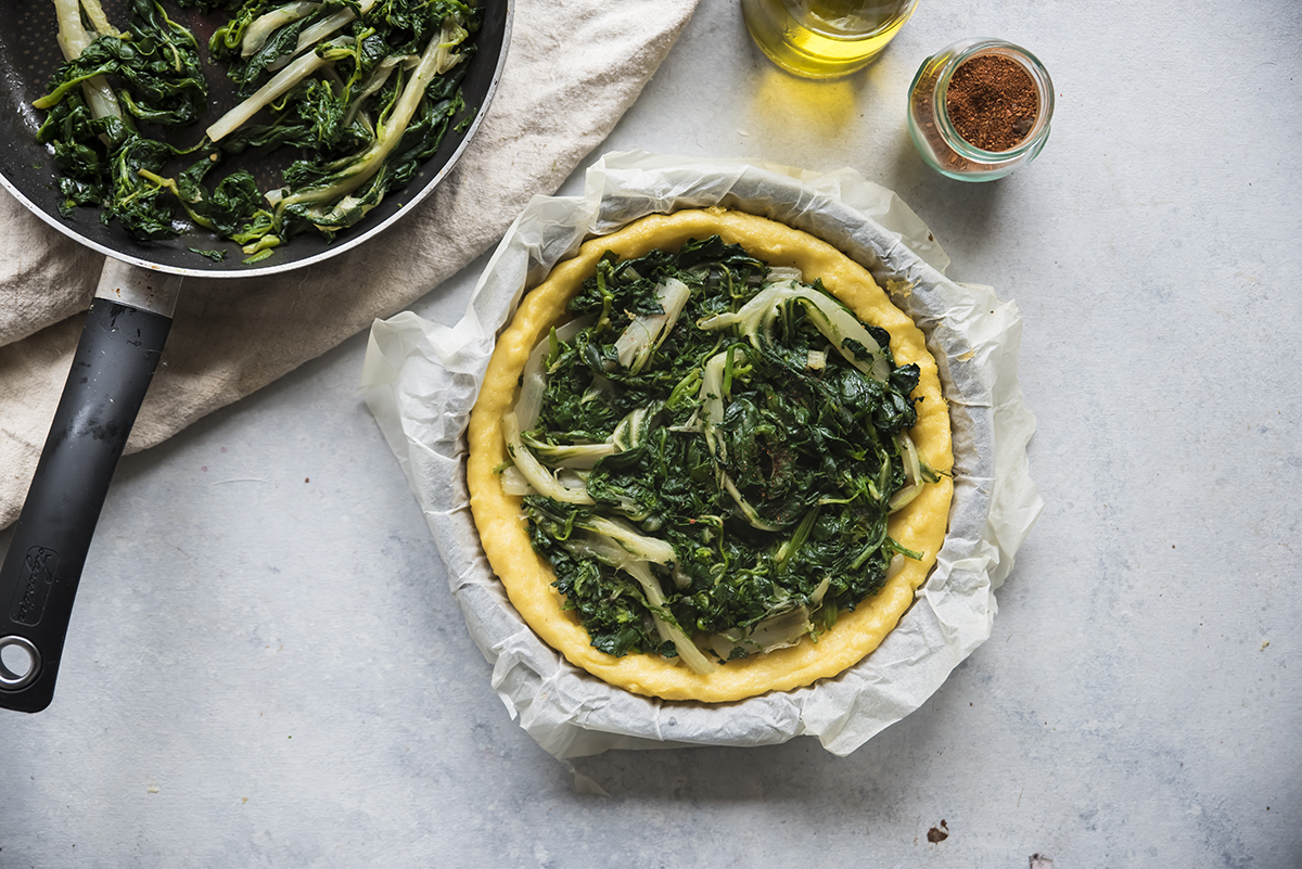 Torta salata di polenta e bietole piccanti - Ricette light - Melarossa