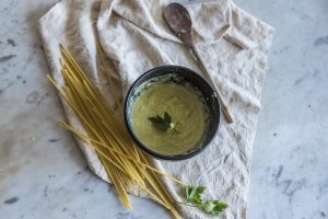 pasta con crema di porri e pecorino