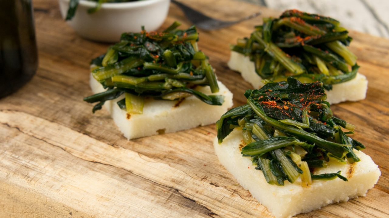 Tartine Di Polenta Bianca Con Cicoria Ricette Senza Glutine Melarossa