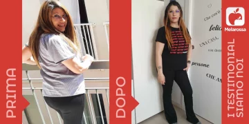 Una donna prima e dopo la dieta Melarossa