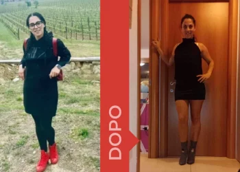 Una donna prima e dopo la dieta Melarossa