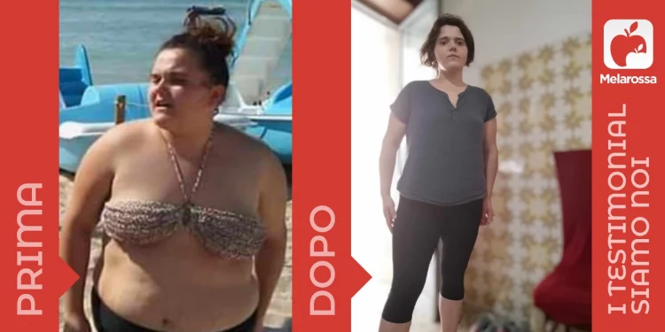 Donna prima e dopo la dieta Melarossa