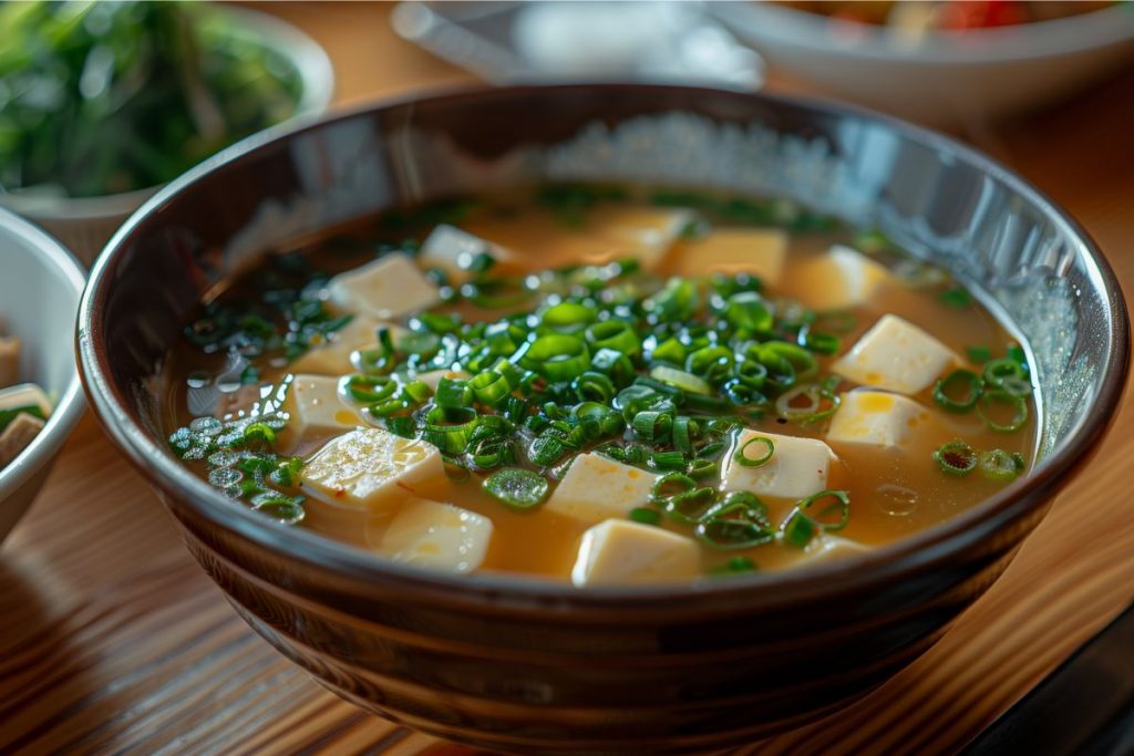 Foto di un piatto di una zuppa di Miso