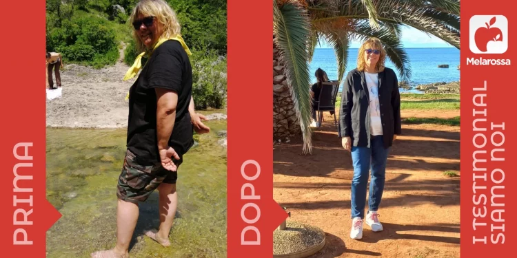 foto di donna prima e dopo la dieta Melarossa