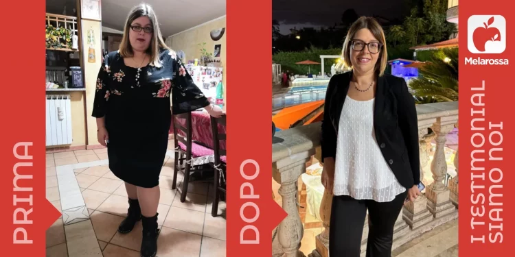 donna prima e dopo la dieta Melarossa